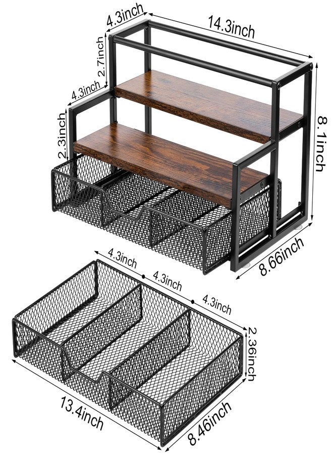 Wetheny Coffee Syrup Organizer for Coffee Bar, 3-Tier Metal Station with K Cup Storage Basket for Countertop, Coffee Pod Organizer Accessories - Image 5